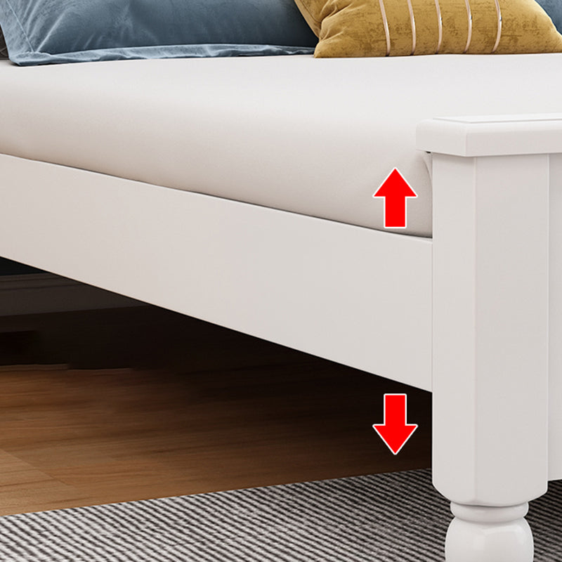 Solid Wood Standard Bed Contemporary White Bed with Panel Headboard