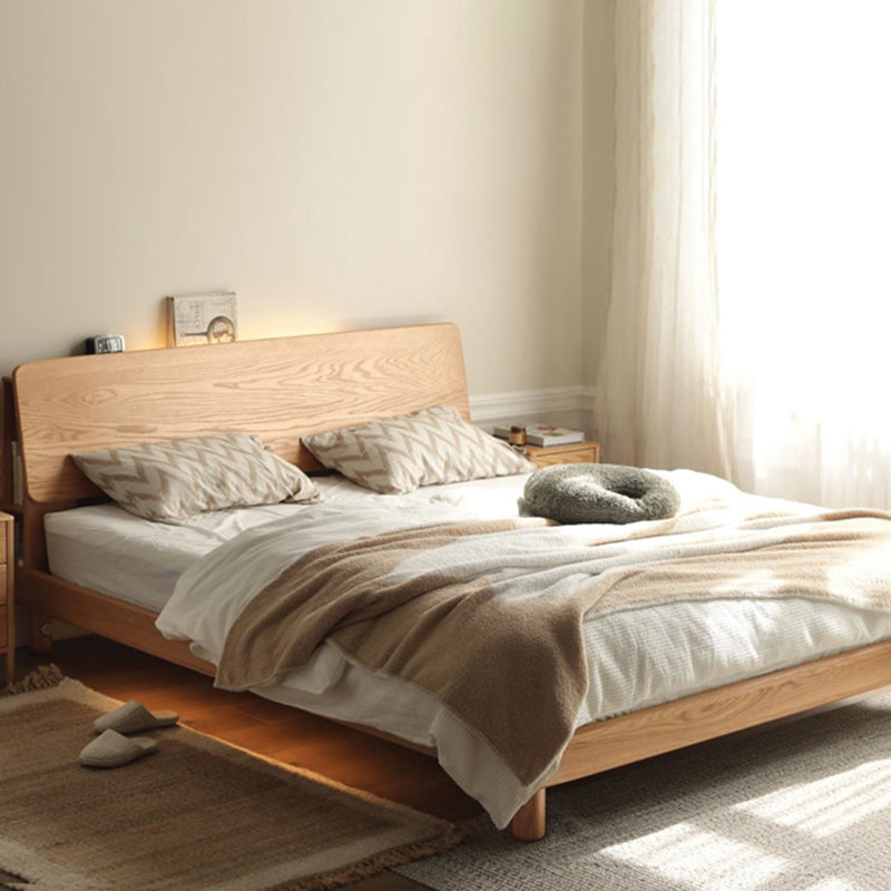 Solid Wood Standard Bed Contemporary Bed with Rectangular Headboard