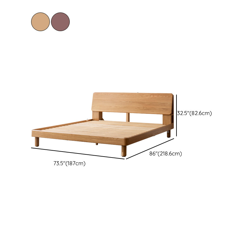 Solid Wood Standard Bed Contemporary Bed with Rectangular Headboard