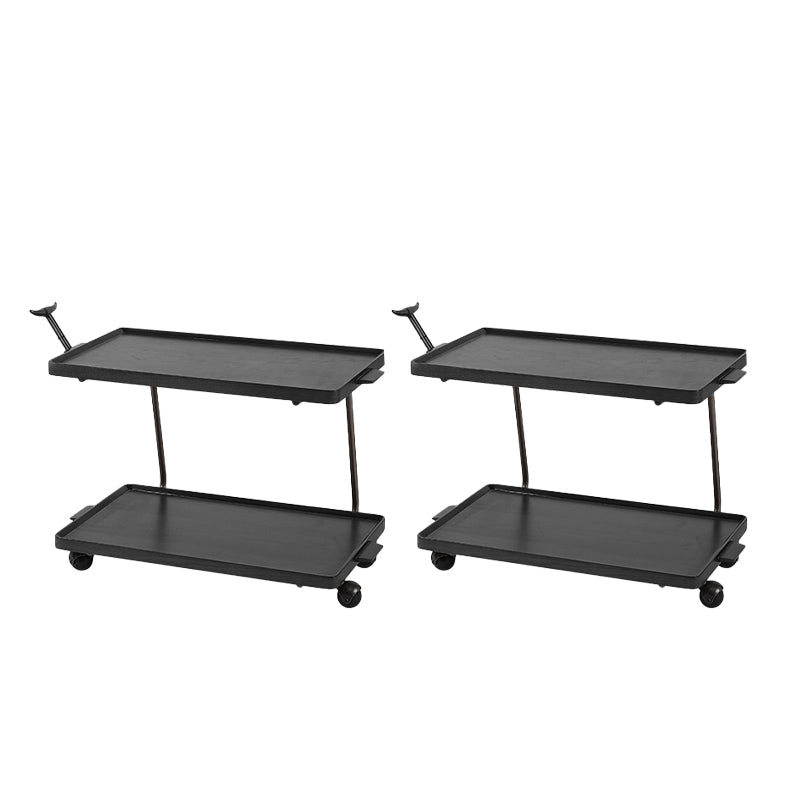 Solid Wood Sofa Side Accent Table with Shelf Rectangular Living Room Double Tier