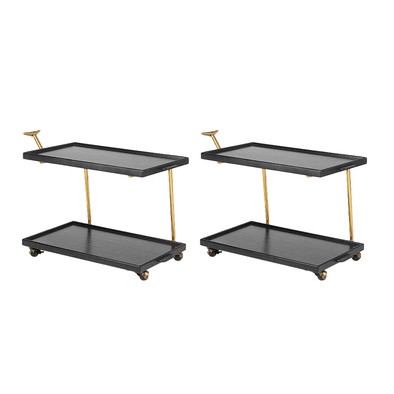 Solid Wood Sofa Side Accent Table with Shelf Rectangular Living Room Double Tier