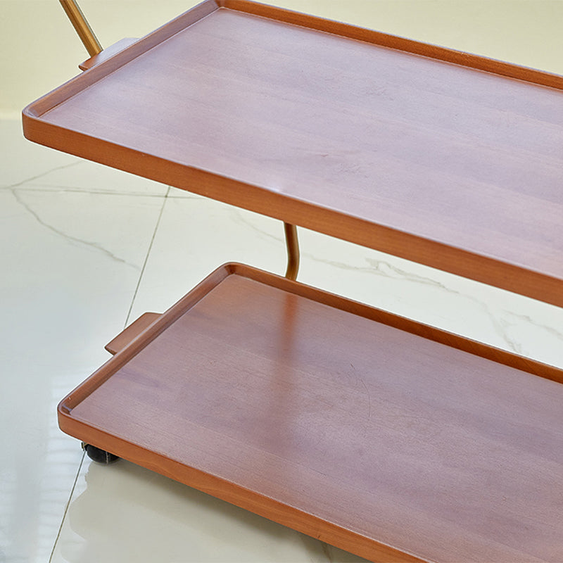 Solid Wood Sofa Side Accent Table with Shelf Rectangular Living Room Double Tier