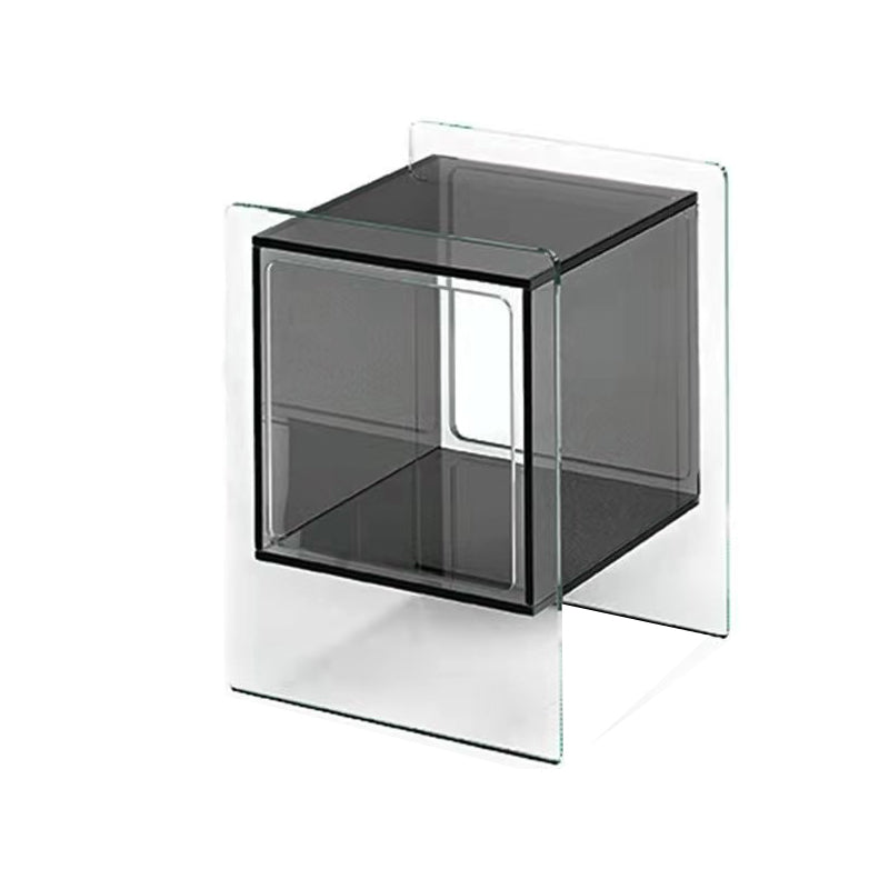 Glam End Slide Table Plastic Sled Rectangular with Shelf Living Room Corner Table