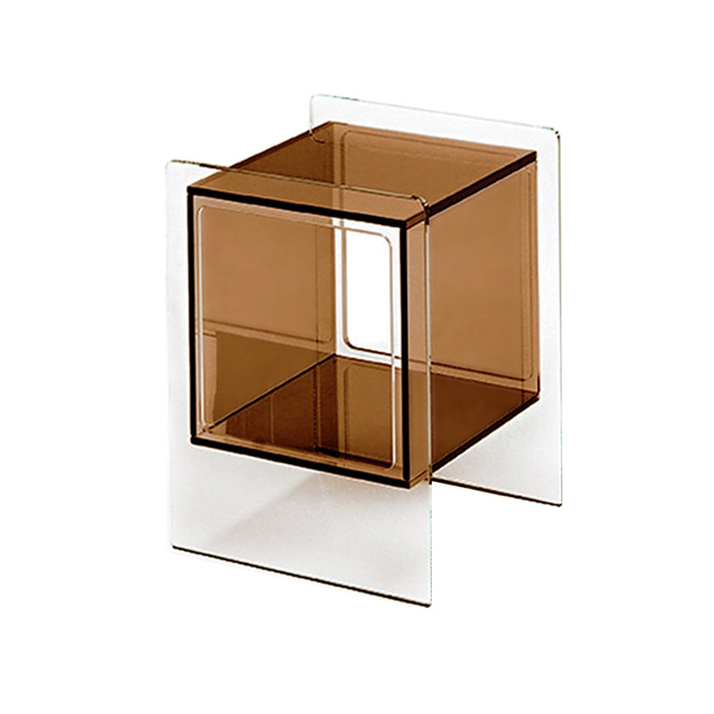 Glam End Slide Table Plastic Sled Rectangular with Shelf Living Room Corner Table