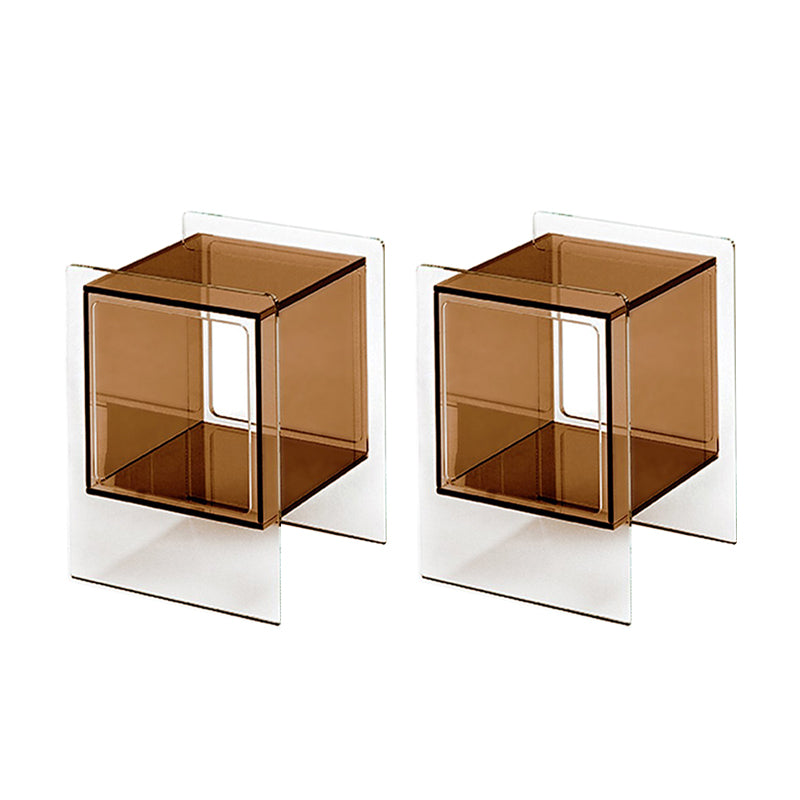 Glam End Slide Table Plastic Sled Rectangular with Shelf Living Room Corner Table