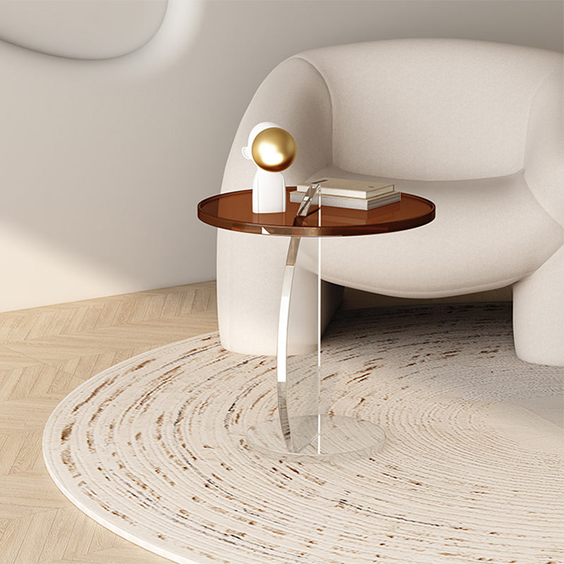 Glam Accent Side Table Living Room Round Pedestal Acrylic Side End Table