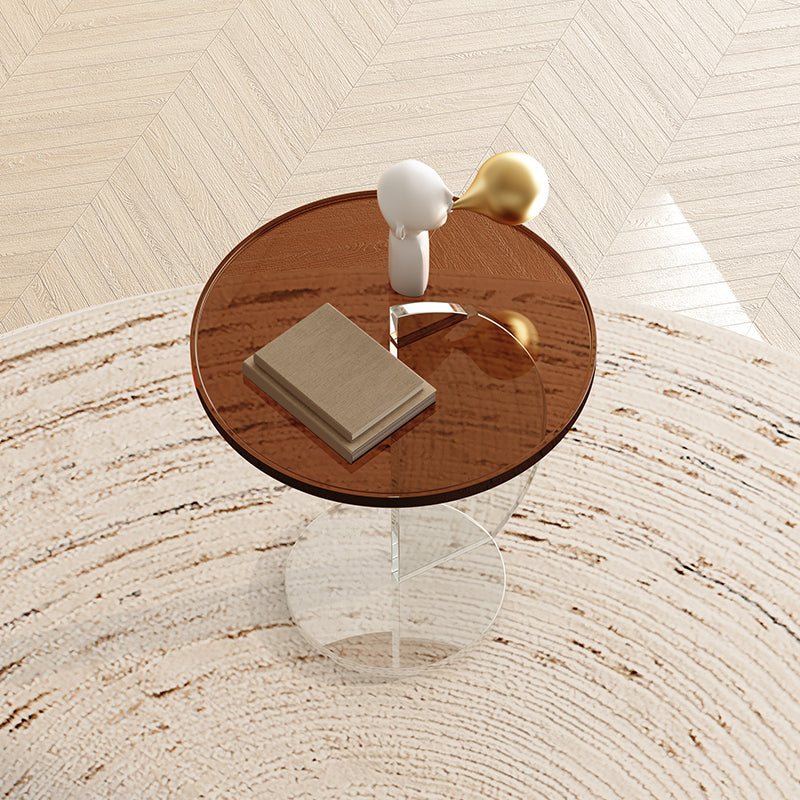 Glam Accent Side Table Living Room Round Pedestal Acrylic Side End Table