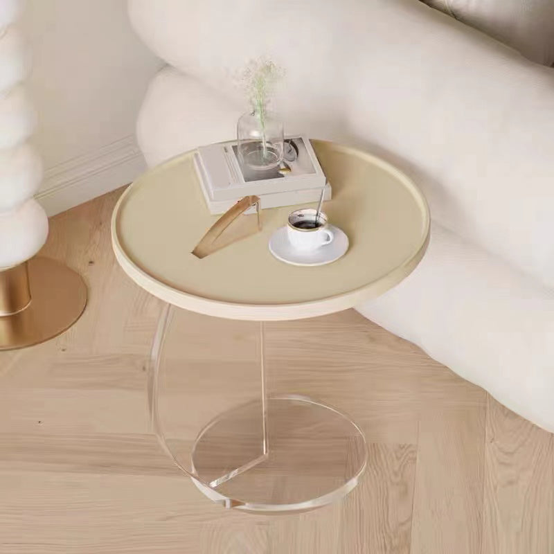 Glam Accent Side Table Living Room Round Pedestal Acrylic Side End Table