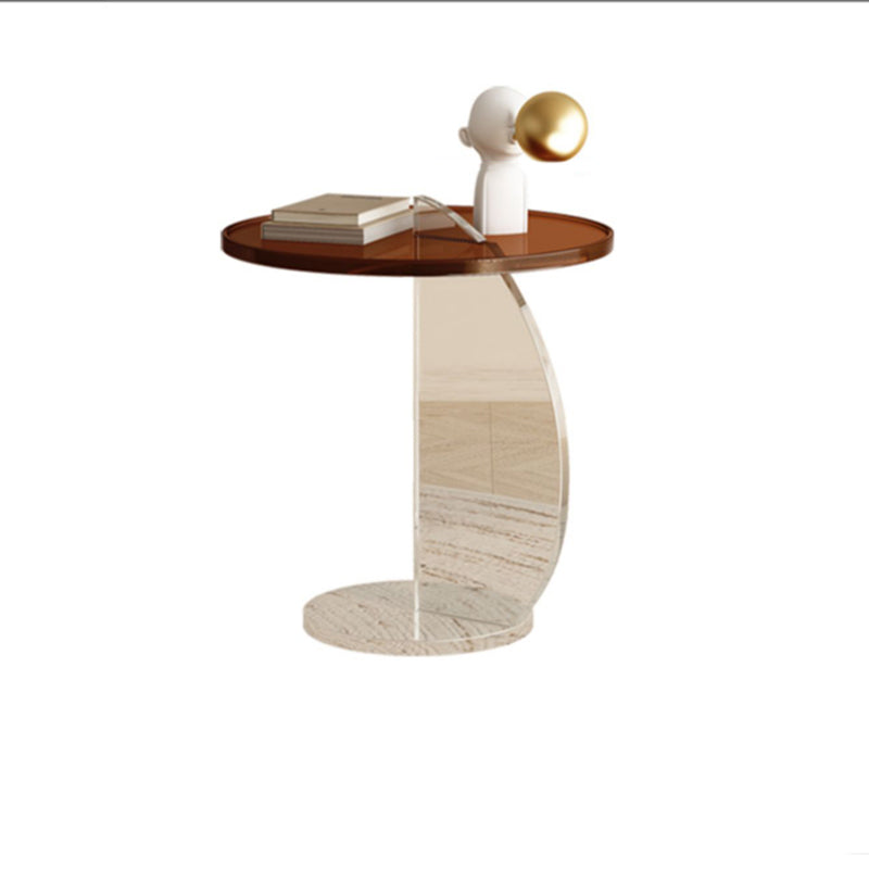 Glam Accent Side Table Living Room Round Pedestal Acrylic Side End Table