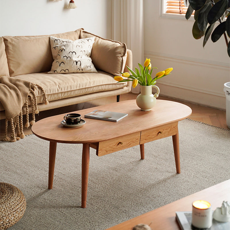 23" Wide Contemporary Cocktail Table Storage Oval Coffee Table