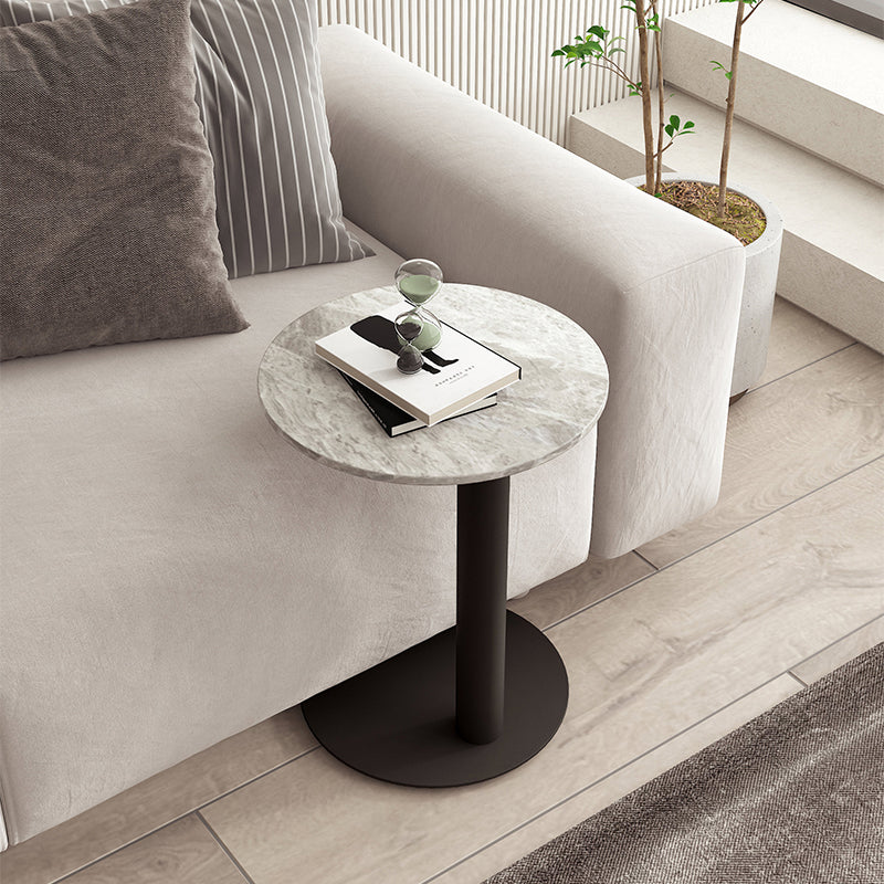 Slate Top Coffee Cocktail Table Modern Round Pedestal Coffee or End Table