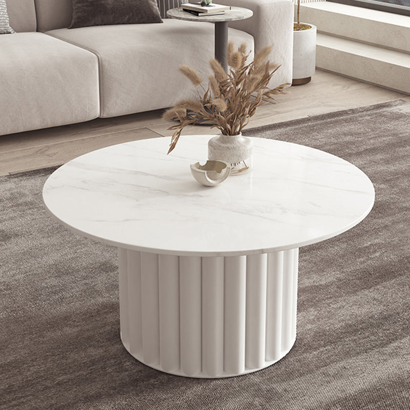 Slate Top Coffee Cocktail Table Modern Round Pedestal Coffee or End Table