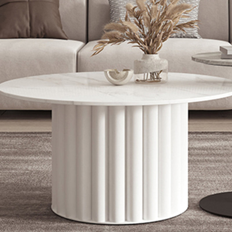 Slate Top Coffee Cocktail Table Modern Round Pedestal Coffee or End Table