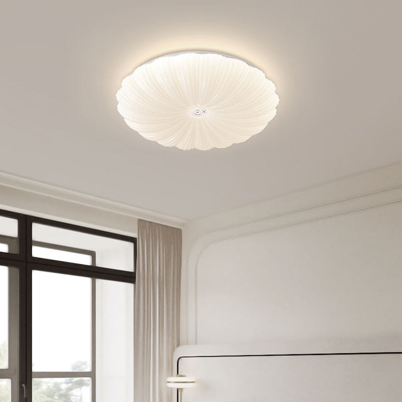 Iron and Acrylic LED Ceiling Flush in White Finish Round Flush Mount