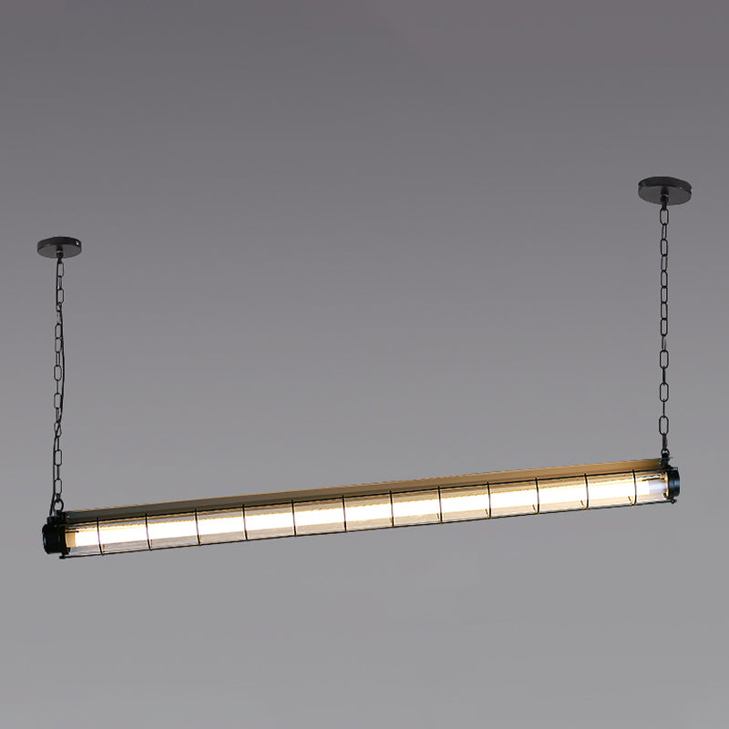 Industrial Style Metal Hanging Lamp Cylinder Shape Island Light Fixture for Dining Table
