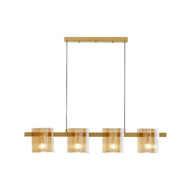 Glass Multi - Head Kitchen Island Light Modern Pendant Ceiling in Black / Gold
