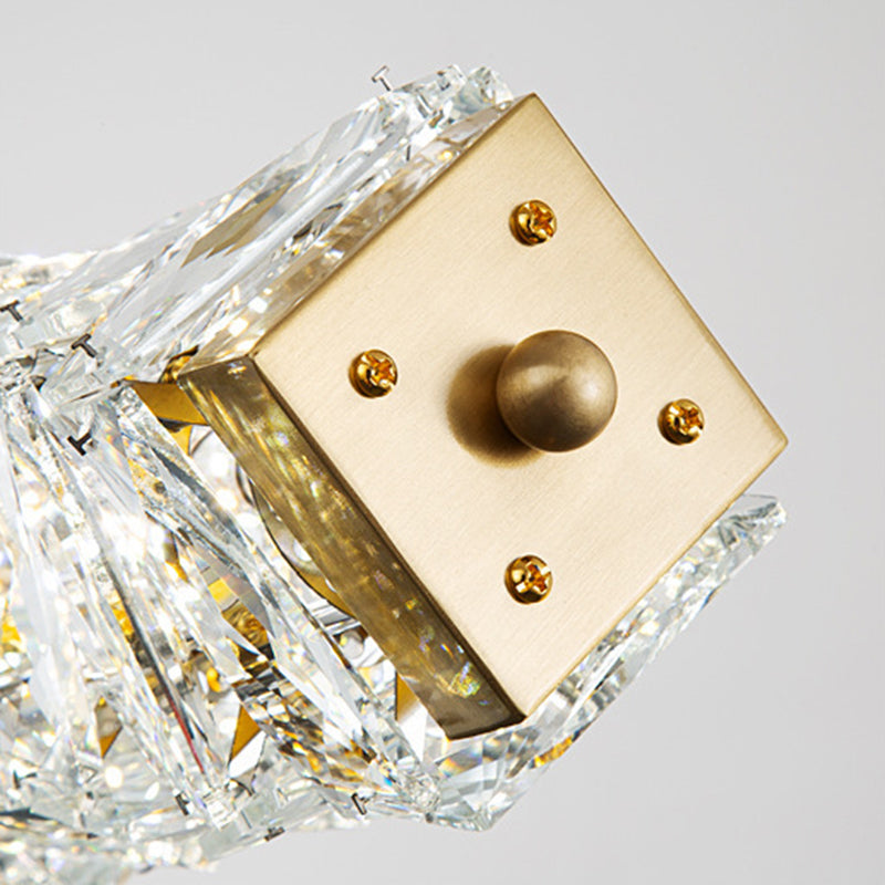 Crystal LED Pendant Ceiling Cylinder Kitchen Island Fixture in Gold Finish
