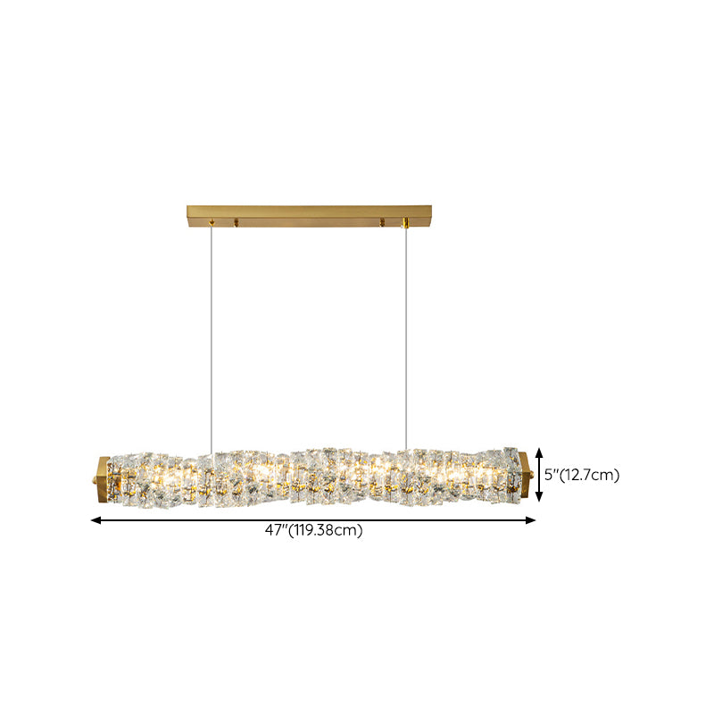 Crystal LED Pendant Ceiling Cylinder Kitchen Island Fixture in Gold Finish
