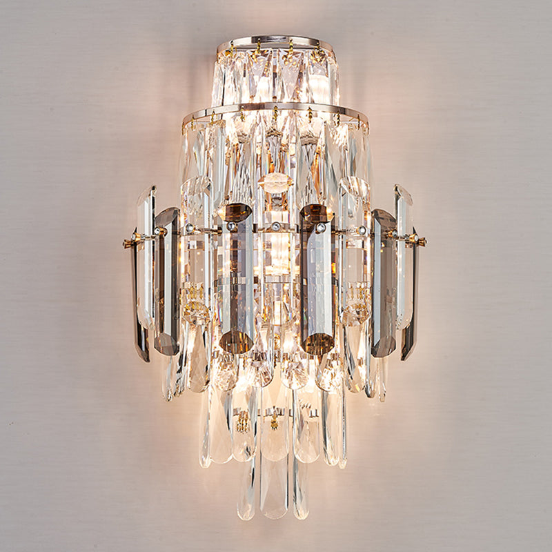 Geometric Shape Crystal Wall Sconces Modern Multi-Lights Wall Mount Light Fixture in Gold
