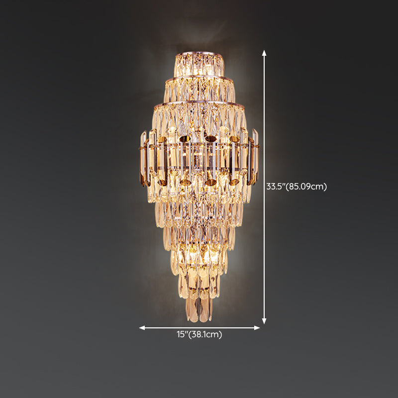 Geometric Shape Crystal Wall Sconces Modern Multi-Lights Wall Mount Light Fixture in Gold