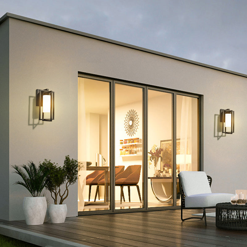 Modernism Wall Sconce White Glass Sconce Light Fixture for Courtyard