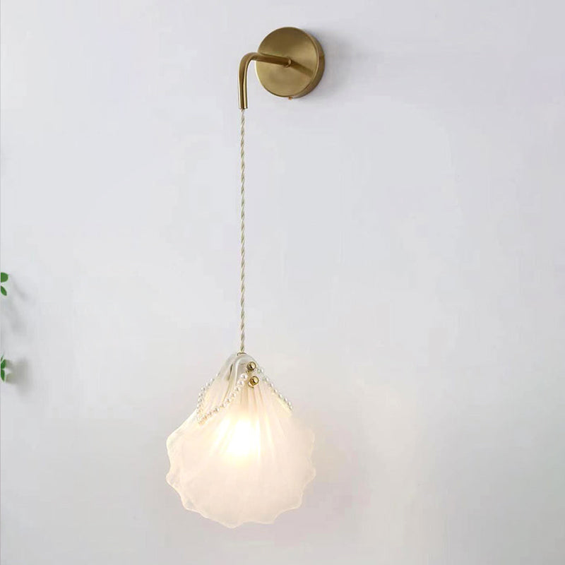 Contemporary Glass Shade Wall Light 1-Light Wall Mounted Light Fixture for Bedroom