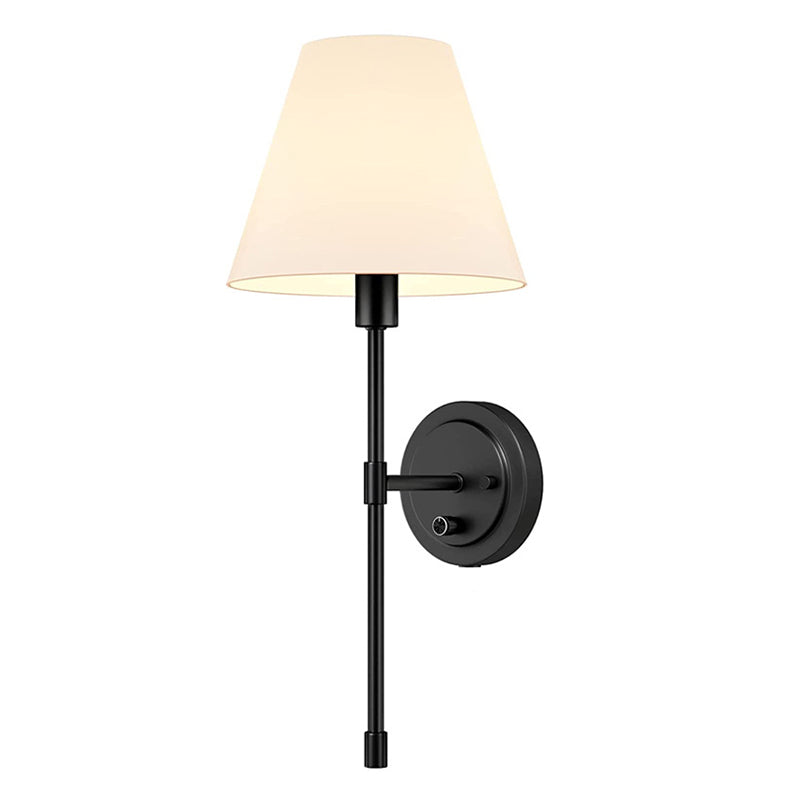 Contemporary Bath Sconce 1 - Light Iron & Fabric Bathroom Vanity Lighting in Black
