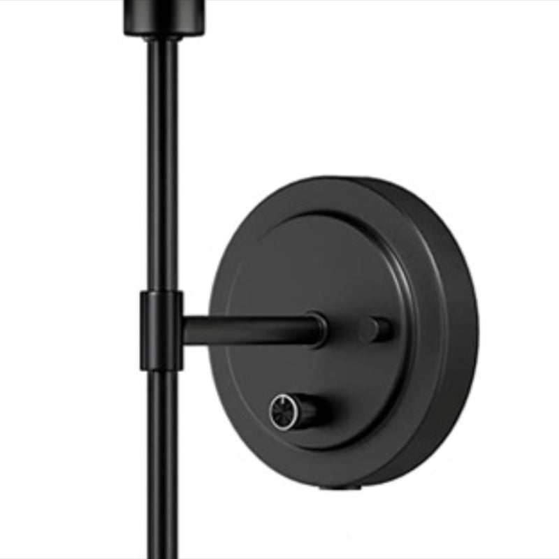 Contemporary Bath Sconce 1 - Light Iron & Fabric Bathroom Vanity Lighting in Black