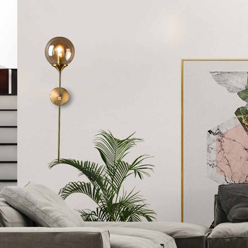 Contemporary Metal Wall Sconce Ball Shape Vanity Lamp with Glass Shade for Bathroom