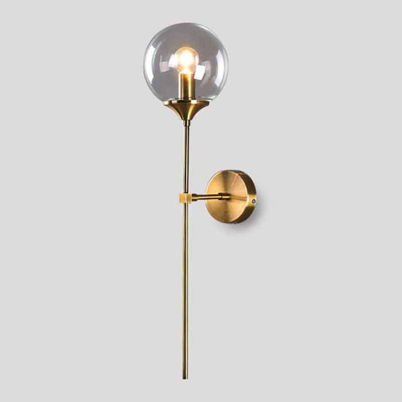 Contemporary Metal Wall Sconce Ball Shape Vanity Lamp with Glass Shade for Bathroom