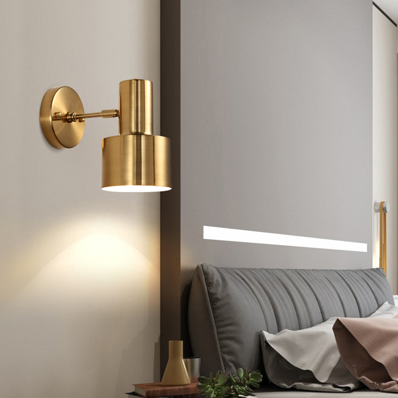 Metal Modern Wall Sconce Cylinder Shape Vanity Lamp with Copper Shade for Bathroom