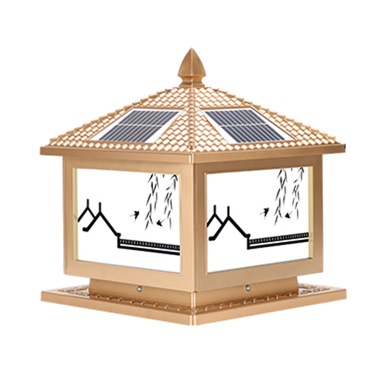 Rectangle Shape Metal Outdoor Light Modern Style 1 Light Solar Pillar Light
