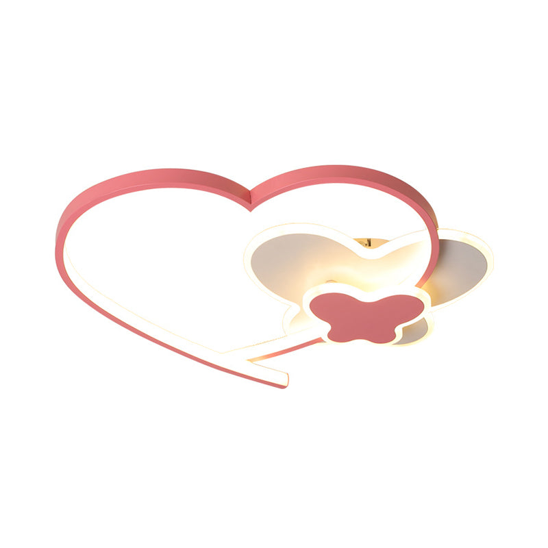 Loving Heart Frame Ceiling Flush Minimaliste Acrylique LED Rose Flushmount Éclairage Fixture pour la chambre