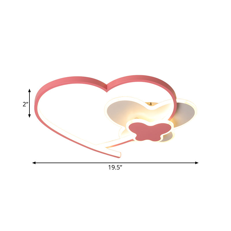 Loving Heart Frame Ceiling Flush Minimaliste Acrylique LED Rose Flushmount Éclairage Fixture pour la chambre