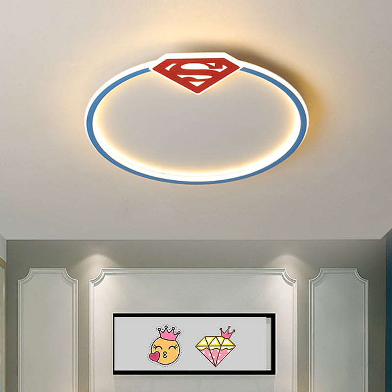 Blue Ring Flush Mount Plafond Lamp Modernist Acryl LED Flushmount Verlichting met Diamond/Crown Design voor slaapkamer