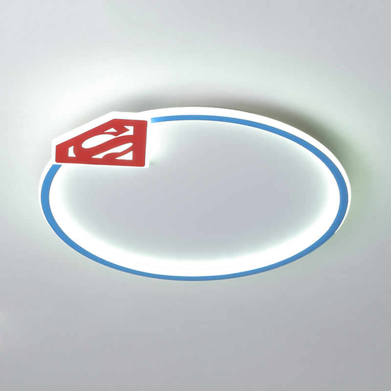 Blue Ring Flush Mount Plafond Lamp Modernist Acryl LED Flushmount Verlichting met Diamond/Crown Design voor slaapkamer