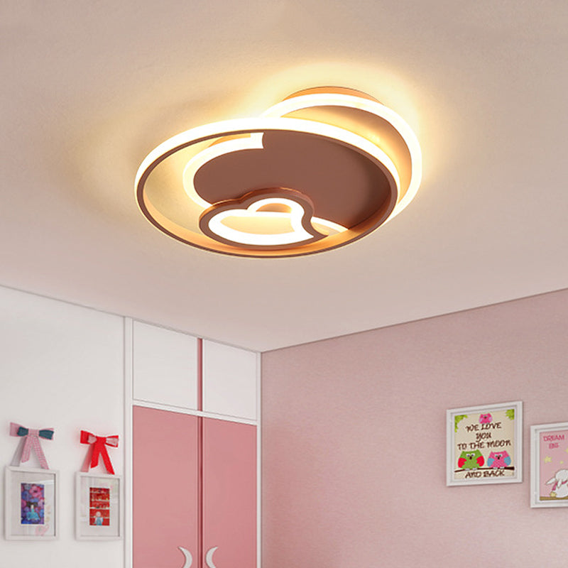 Acrylic Loving Heart Flushmount Lighting Modernist White/Black/Pink LED Ceiling Mounted Fixture for Bedroom