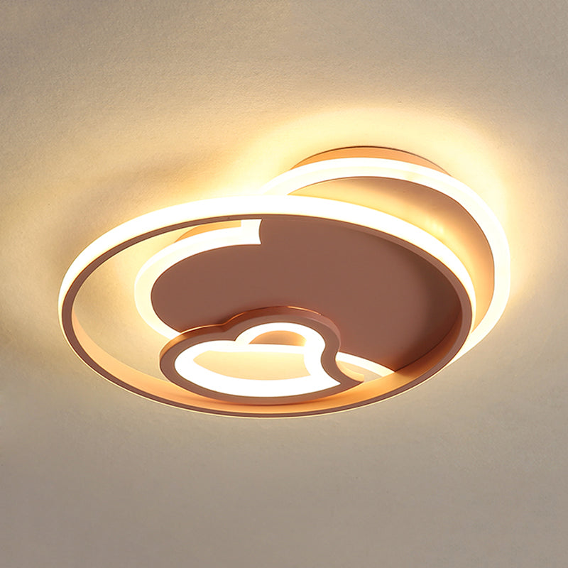 Acrylic Loving Heart Flushmount Lighting Modernist White/Black/Pink LED Ceiling Mounted Fixture for Bedroom