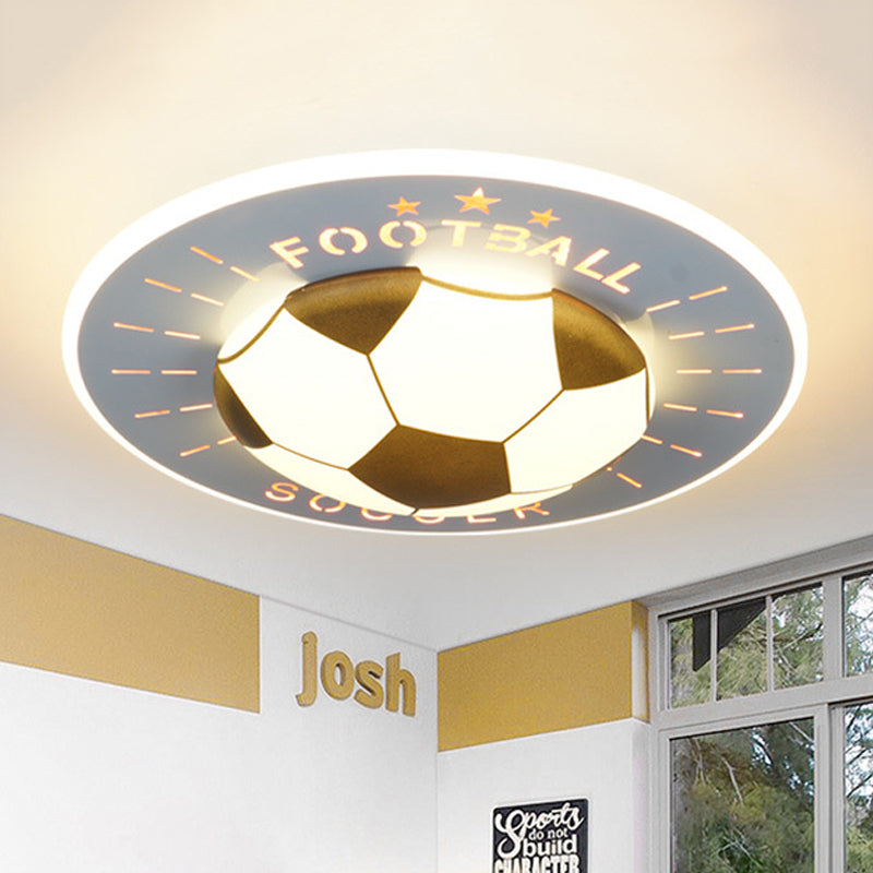 Contemporary Football Ceiling Flush Acrylic Bedroom LED Flush Mount Light Fixture in White/Blue