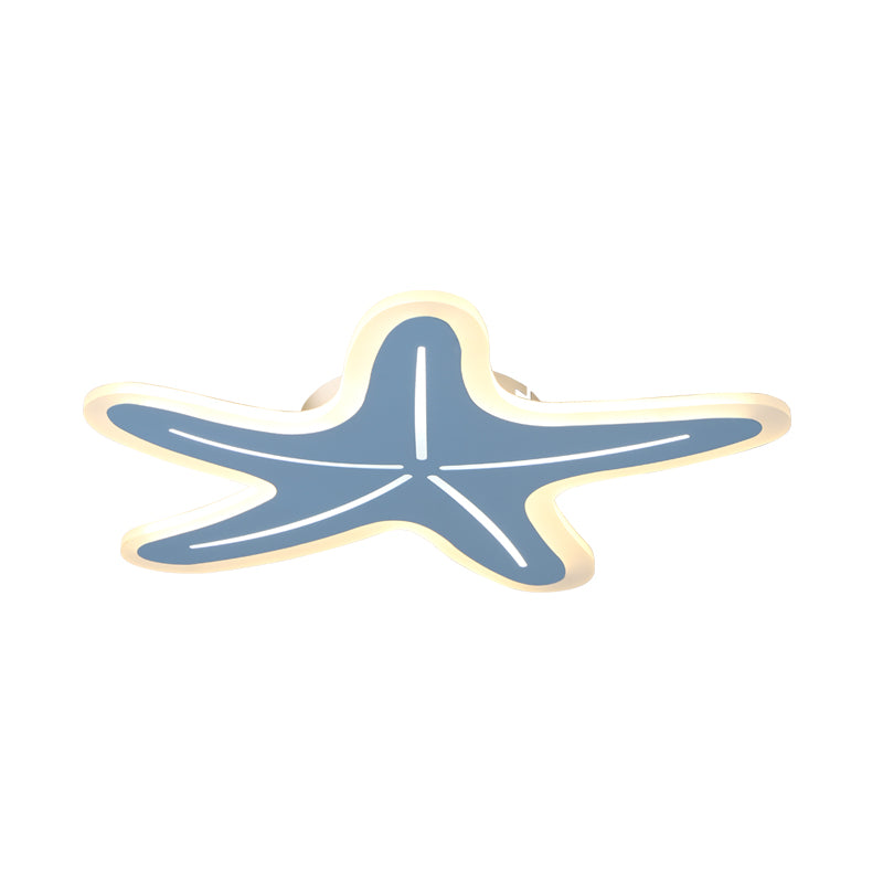 Modernist Ster Gevormde Flush Light Acryl Kleuterschool LED Plafond Flush Mount in Blauw/Roze/Wit