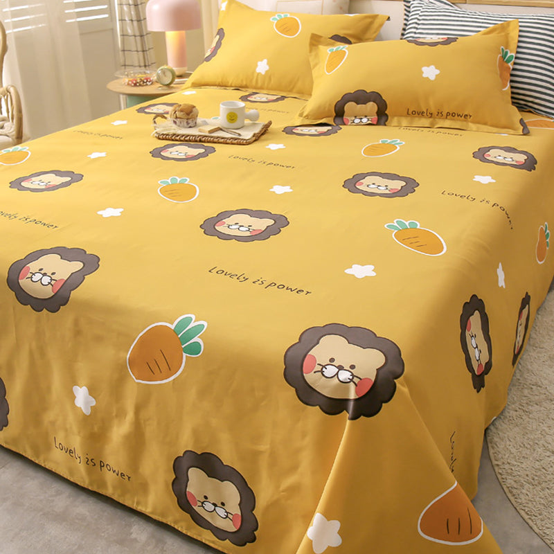 Sheet Sets Cotton Cartoon Printed Breathable Wrinkle Resistant Ultra Soft Bed Sheet Set