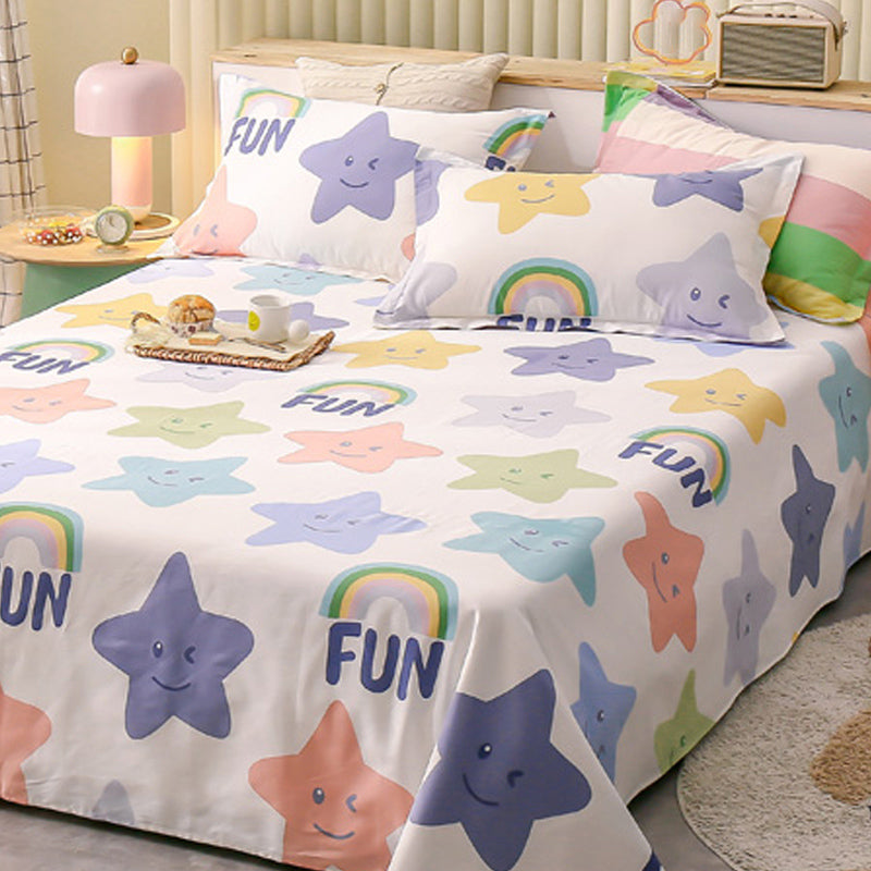 Sheet Sets Cotton Cartoon Printed Breathable Wrinkle Resistant Ultra Soft Bed Sheet Set