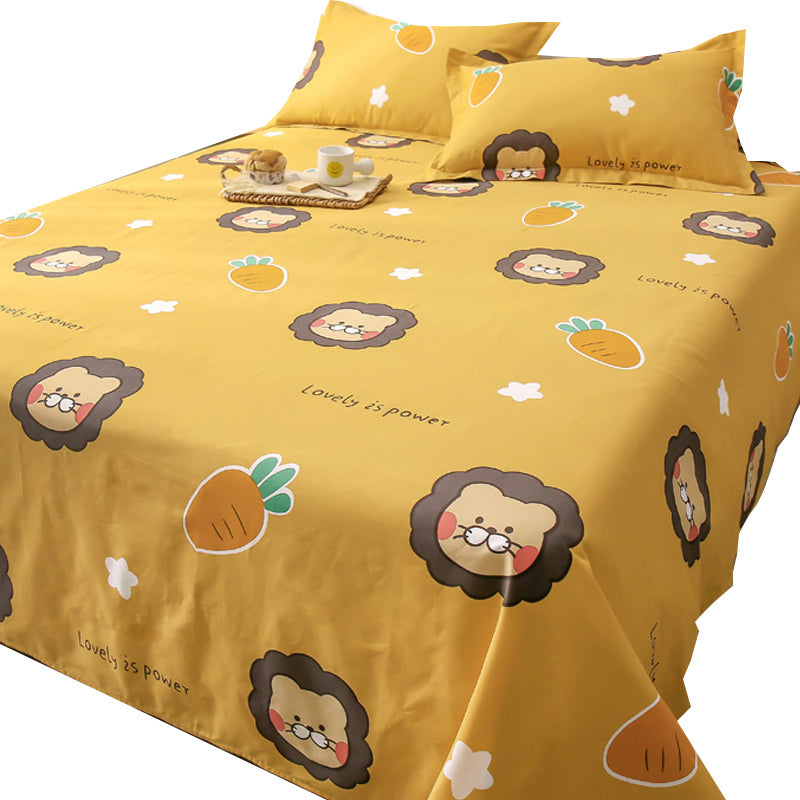 Sheet Sets Cotton Cartoon Printed Breathable Wrinkle Resistant Ultra Soft Bed Sheet Set