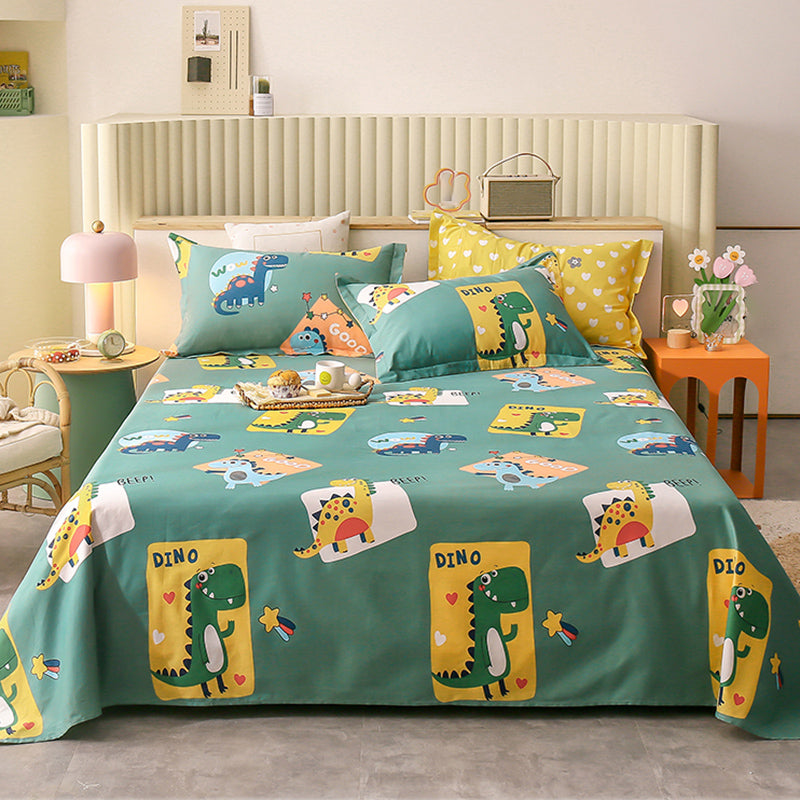 Sheet Sets Cotton Cartoon Printed Breathable Wrinkle Resistant Ultra Soft Bed Sheet Set