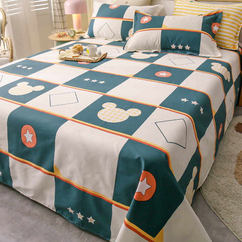 Sheet Sets Cotton Cartoon Printed Breathable Wrinkle Resistant Ultra Soft Bed Sheet Set