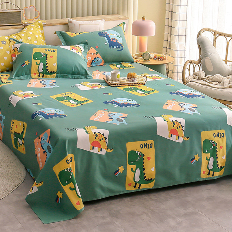 Sheet Sets Cotton Cartoon Printed Breathable Wrinkle Resistant Ultra Soft Bed Sheet Set