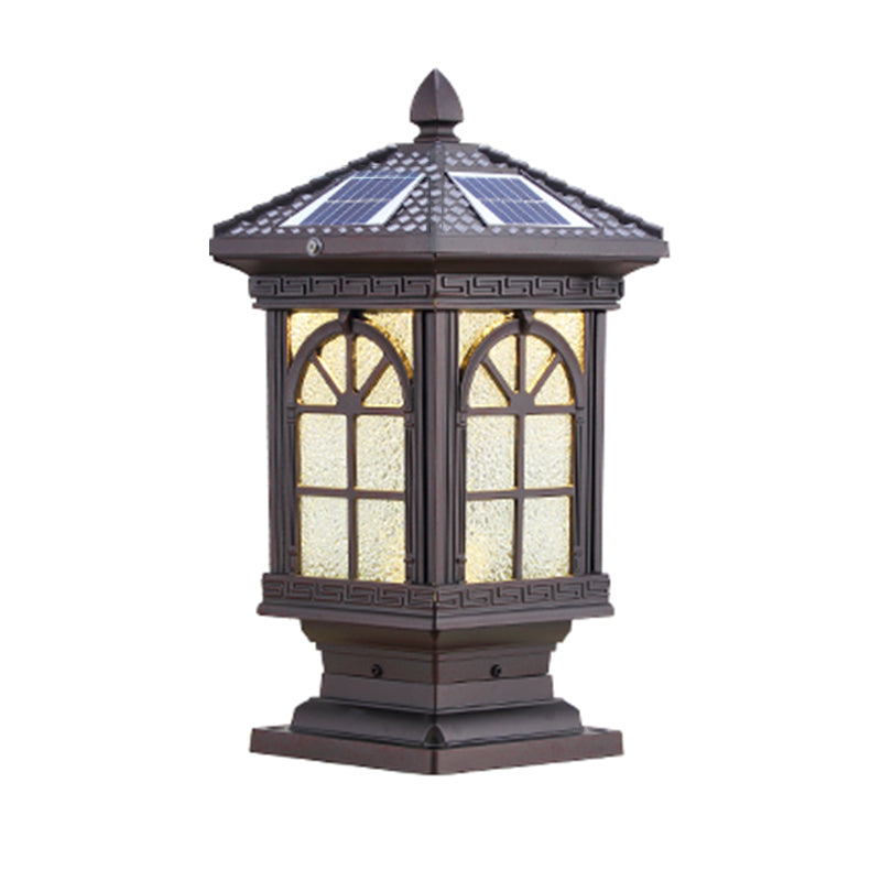 Contemporary Pillar Lighting Fixture Creative LED Solar Lamp for Garden