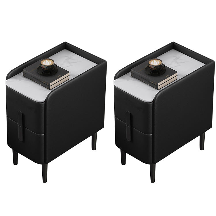 Stone Bed Nightstand Classic Modern Bedside Cabinet with Drawers