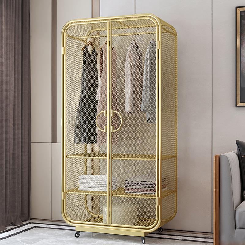 Bedroom Metal Wardrobe Industrial Style Rectangular Wardrobe Closet