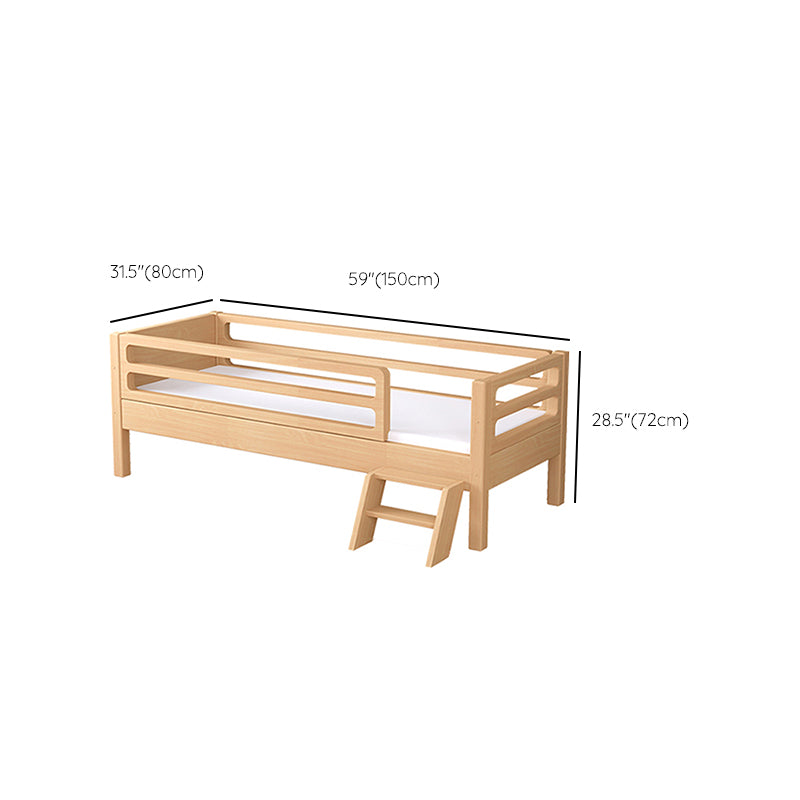 Contemporary Natural Solid Wood Nursery Crib with 4 Guardrail